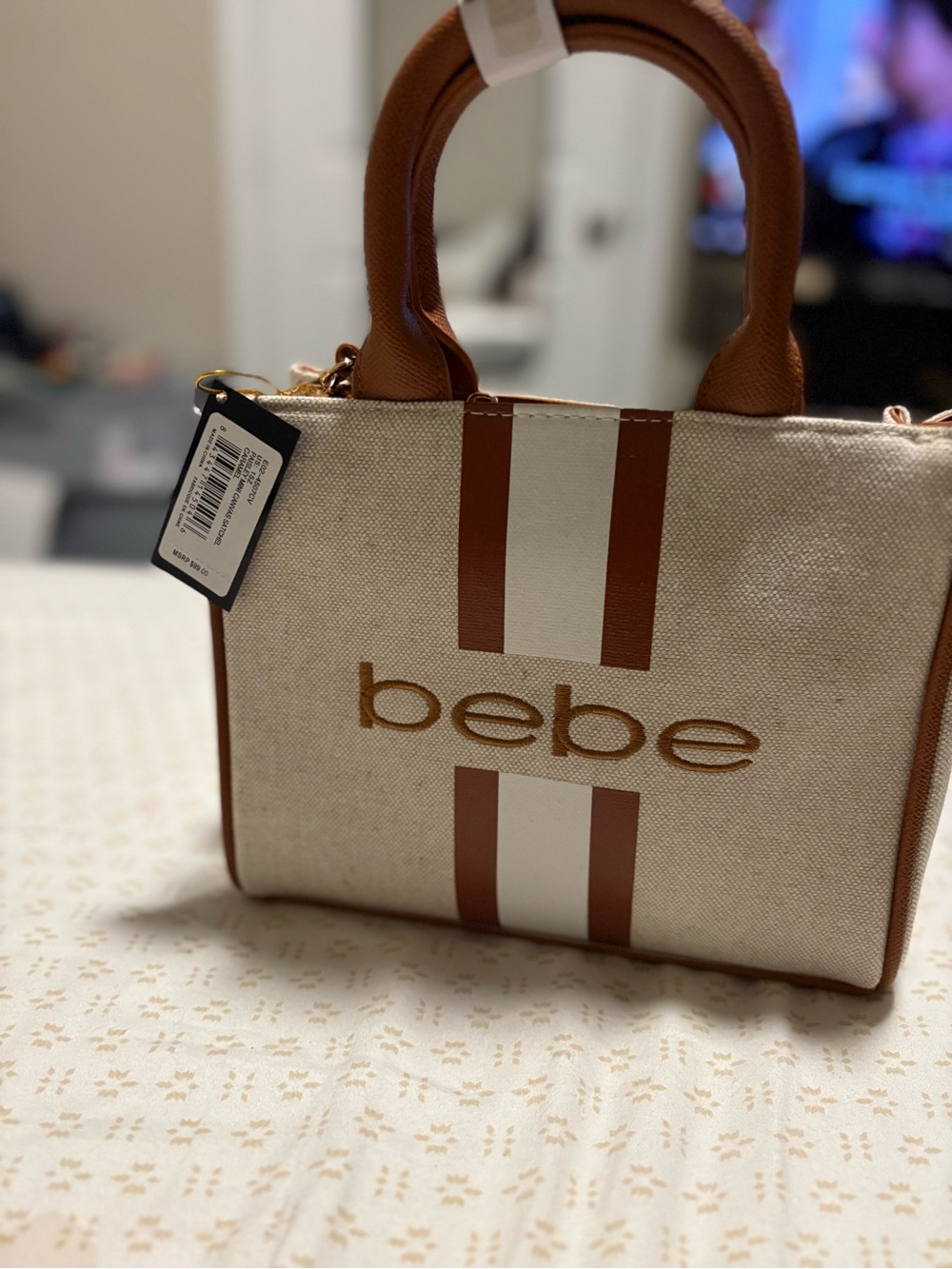 NWT BEBE Paisley Mini Canvas Satchel Crossbody Bag